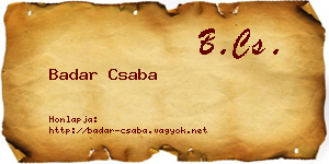 Badar Csaba névjegykártya
